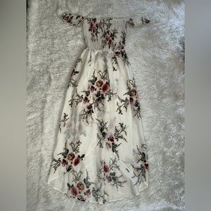Floral off the shoulder white dress